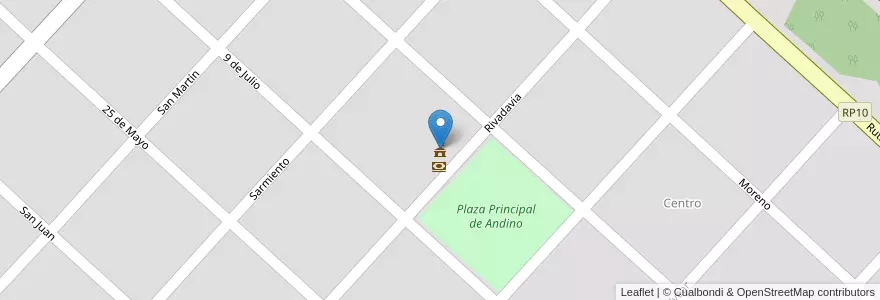 Mapa de ubicacion de Comuna de Andino en アルゼンチン, サンタフェ州, Departamento Iriondo, Municipio De Pueblo Andino, Pueblo Andino.