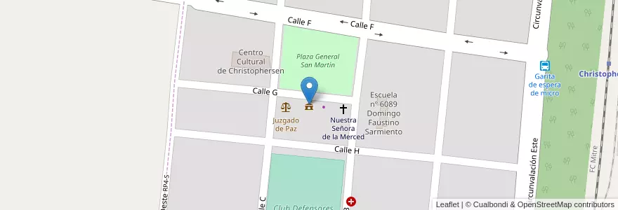 Mapa de ubicacion de Comuna de Christophersen en Arjantin, Santa Fe, Departamento General López, Municipio De Christophersen, Christophersen.