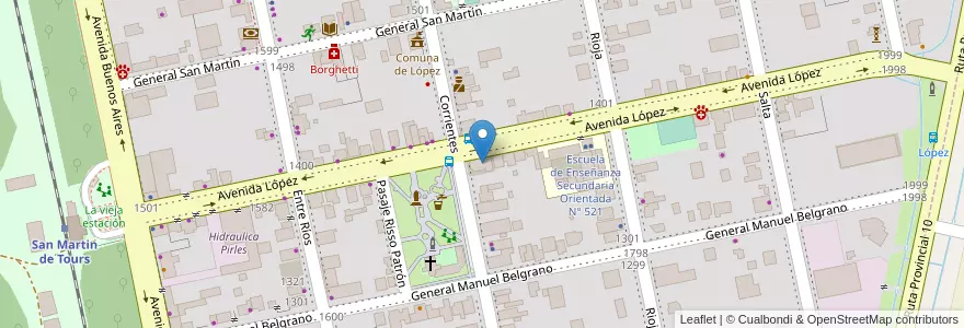 Mapa de ubicacion de Comuna de López (En construcción) en 阿根廷, Santa Fe, Departamento San Jerónimo, Municipio De López.