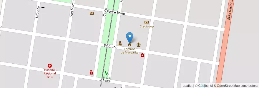 Mapa de ubicacion de Comuna de Margarita en Argentinië, Santa Fe, Departamento Vera, Municipio De Margarita.