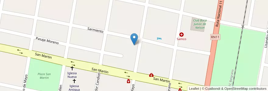 Mapa de ubicacion de Comuna de Nelson en الأرجنتين, سانتا في, إدارة العاصمة, Municipio De Nelson, Nelson.