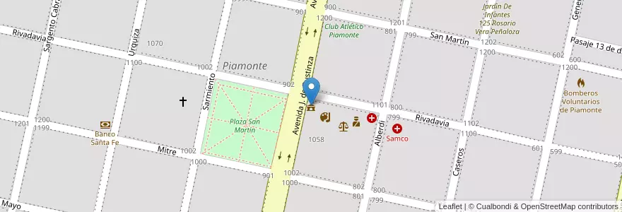 Mapa de ubicacion de Comuna de Piamonte en الأرجنتين, سانتا في, Departamento San Martín, Municipio De Piamonte, Piamonte.