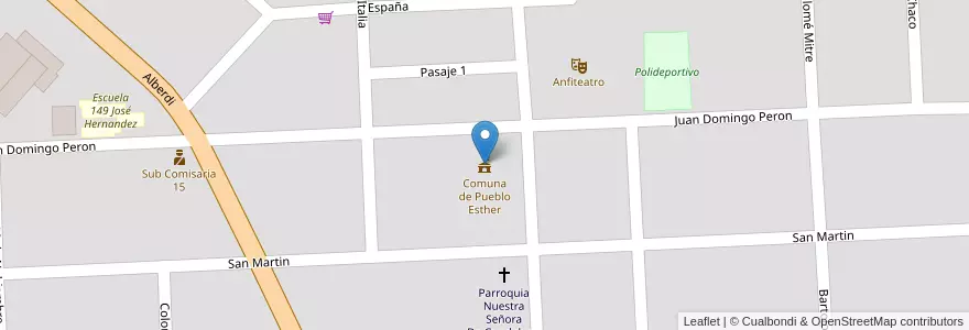 Mapa de ubicacion de Comuna de Pueblo Esther en Argentine, Santa Fe, Departamento Rosario, Municipio De Pueblo Esther.