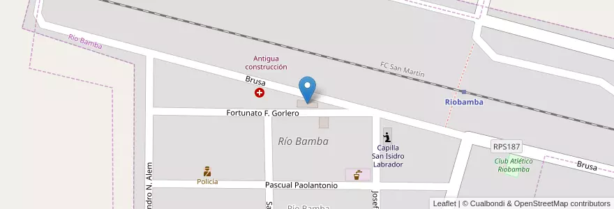 Mapa de ubicacion de Comuna de Riobamba en الأرجنتين, Córdoba, Departamento Presidente Roque Sáenz Peña, Pedanía La Amarga, Comuna De Riobamba, Río Bamba.