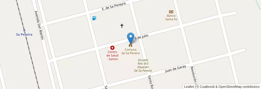 Mapa de ubicacion de Comuna de Sa Pereira en الأرجنتين, سانتا في, Departamento Las Colonias, Municipio De Sa Pereyra, Sa Pereira.
