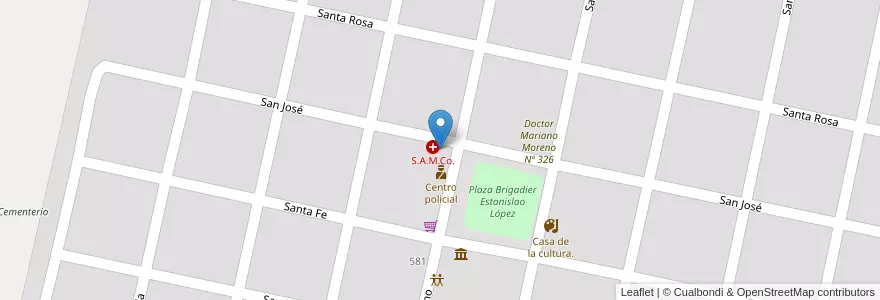 Mapa de ubicacion de Comuna de San Jerónimo del Sauce en آرژانتین, سانتافه, Departamento Las Colonias, Municipio De San Jerónimo Del Sauce, San Jerónimo Del Sauce.