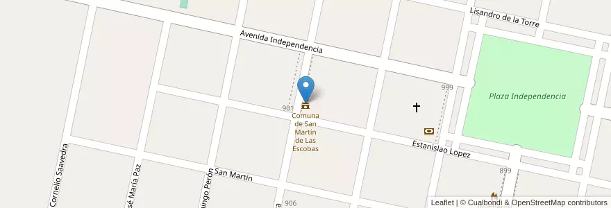 Mapa de ubicacion de Comuna de San Martín de Las Escobas en 阿根廷, Santa Fe, Departamento San Martín, Municipio De San Martín De Las Escobas.