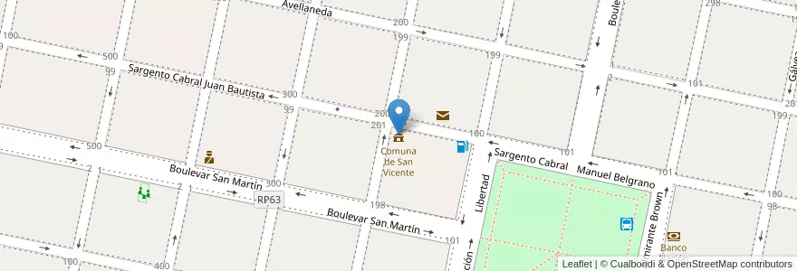 Mapa de ubicacion de Comuna de San Vicente en Argentine, Santa Fe, Departamento Castellanos, Municipio De San Vicente.