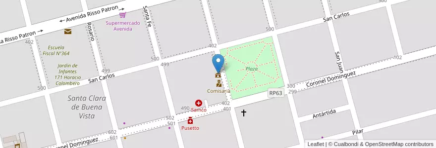 Mapa de ubicacion de Comuna de Santa Clara de Buena Vista en アルゼンチン, サンタフェ州, Departamento Las Colonias, Municipio De Santa Clara De Buena Vista.