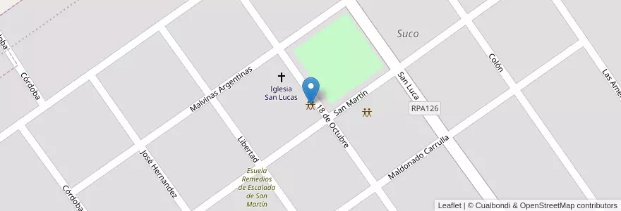Mapa de ubicacion de Comuna de Suco en الأرجنتين, Córdoba, Departamento Río Cuarto, Pedanía Achiras, Comuna De Suco, Suco.
