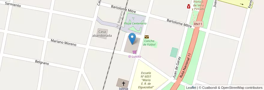 Mapa de ubicacion de Comuna de Vera y Pintado en Arjantin, Santa Fe, Departamento San Justo, Municipio De Vera Y Pintado.