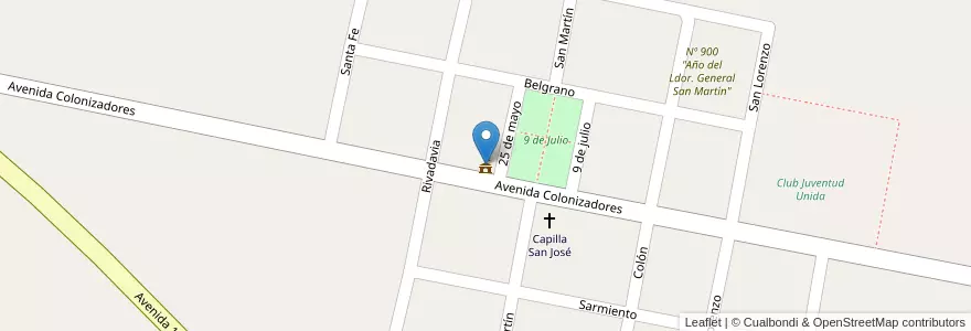 Mapa de ubicacion de Comuna de Villa San José en 阿根廷, Santa Fe, Departamento Castellanos, Municipio De Villa San José.