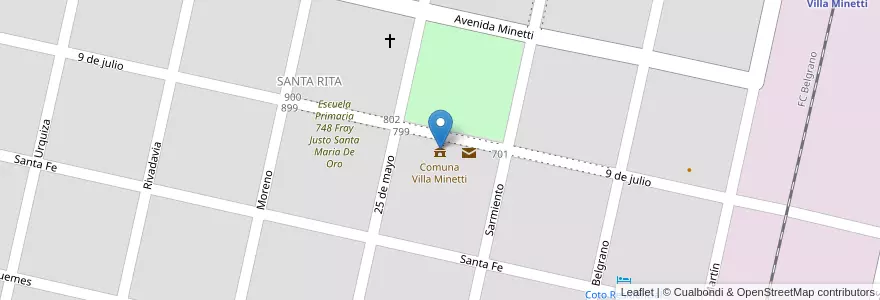 Mapa de ubicacion de Comuna Villa Minetti en Arjantin, Santa Fe, Municipio De Villa Minetti, Villa Minetti.
