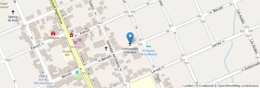Mapa de ubicacion de Comunidad Cristiana en アルゼンチン, ミシオネス州, Departamento Oberá.