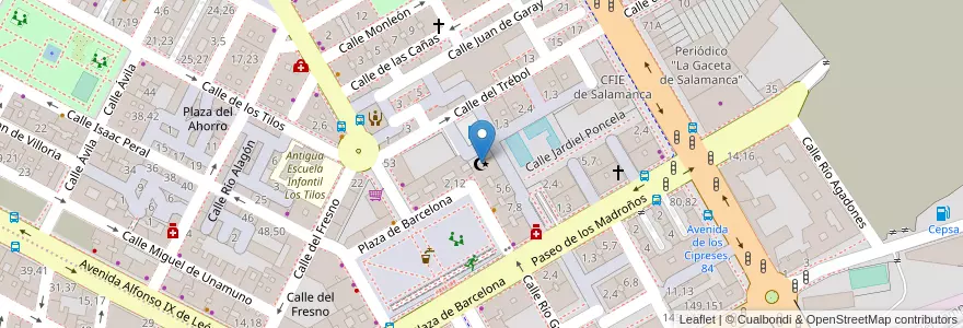 Mapa de ubicacion de Comunidad Islámica de Salamanca en إسبانيا, قشتالة وليون, شلمنقة, دائرة شلمنقة, شلمنقة.