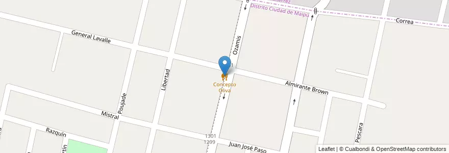 Mapa de ubicacion de Concepto Oliva en 阿根廷, 智利, Mendoza, Departamento Maipú, Distrito Ciudad De Maipú, Maipú.