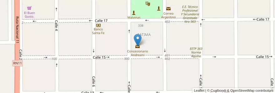 Mapa de ubicacion de Concesionario Andreani en Argentinië, Santa Fe, Departamento General Obligado, Municipio De Las Toscas.