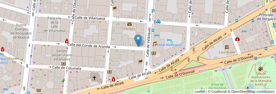 Mapa de ubicacion de CONDE DE ARANDA, CALLE, DEL,25 en Sepanyol, Comunidad De Madrid, Comunidad De Madrid, Área Metropolitana De Madrid Y Corredor Del Henares, Madrid.
