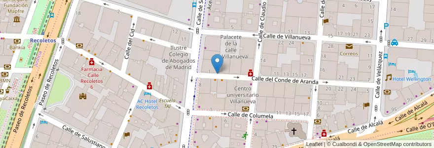 Mapa de ubicacion de CONDE DE ARANDA, CALLE, DEL,4 en إسبانيا, منطقة مدريد, منطقة مدريد, Área Metropolitana De Madrid Y Corredor Del Henares, مدريد.