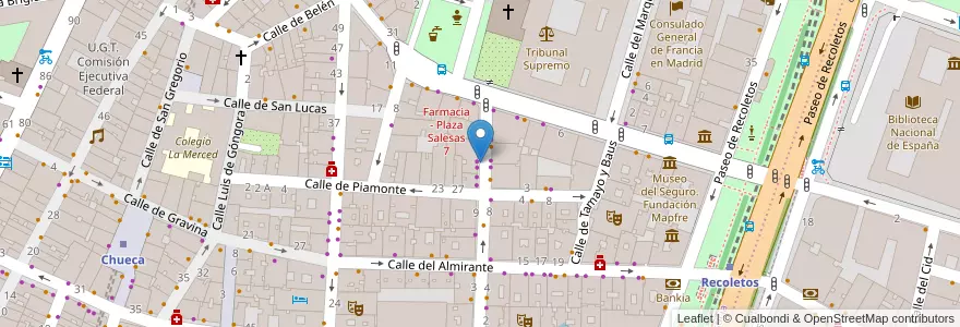 Mapa de ubicacion de CONDE DE XIQUENA, CALLE, DEL,13 en اسپانیا, بخش خودمختار مادرید, بخش خودمختار مادرید, Área Metropolitana De Madrid Y Corredor Del Henares, مادرید.