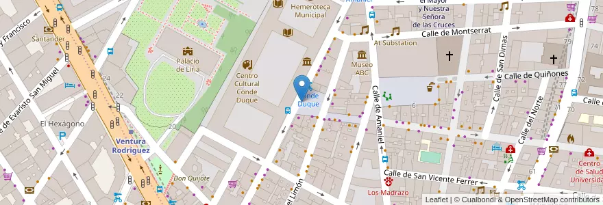 Mapa de ubicacion de CONDE DUQUE, CALLE, DEL,20 en Sepanyol, Comunidad De Madrid, Comunidad De Madrid, Área Metropolitana De Madrid Y Corredor Del Henares, Madrid.