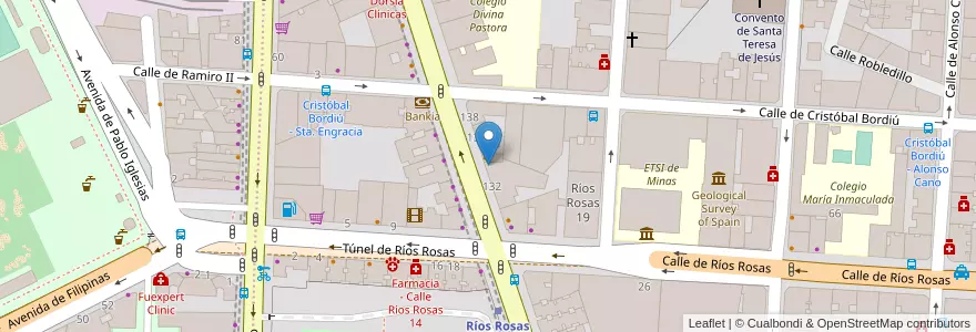 Mapa de ubicacion de Conde Duque-Santa Engracia en スペイン, マドリード州, Comunidad De Madrid, Área Metropolitana De Madrid Y Corredor Del Henares, Madrid.