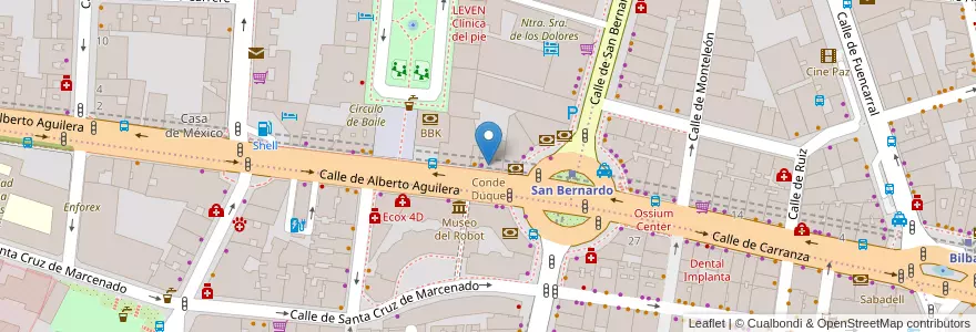 Mapa de ubicacion de Conde Duque en Spanien, Autonome Gemeinschaft Madrid, Autonome Gemeinschaft Madrid, Área Metropolitana De Madrid Y Corredor Del Henares, Madrid.