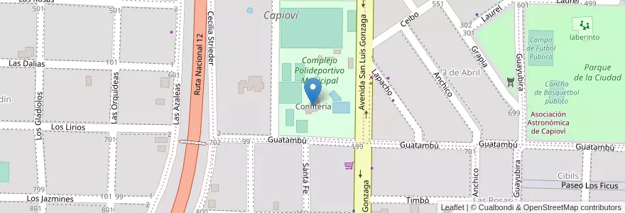 Mapa de ubicacion de Confitería en آرژانتین, Misiones, Departamento Libertador General San Martín, Municipio De Capioví, Capioví.