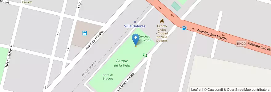 Mapa de ubicacion de Confiteria en 아르헨티나, Córdoba, Departamento San Javier, Pedanía Dolores, Municipio De Villa Dolores, Villa Dolores.