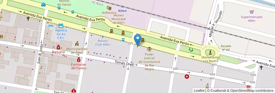 Mapa de ubicacion de Confitería Aurelio en Argentina, Cile, Provincia Di Río Negro, Municipio De Allen, Departamento General Roca.