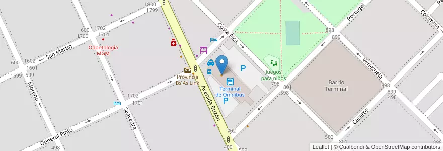 Mapa de ubicacion de Confiteria de La Terminal en Argentina, Buenos Aires, Partido De Tandil, Tandil.