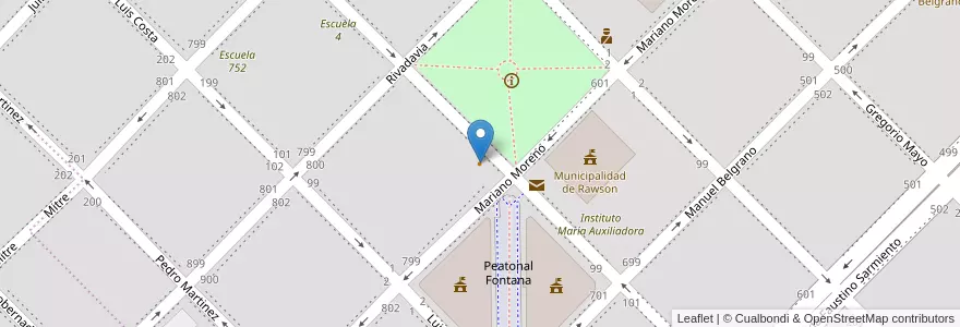 Mapa de ubicacion de Confitería La Plaza en Arjantin, Chubut, Departamento Rawson, Rawson.