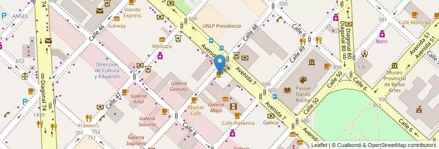Mapa de ubicacion de Confiteria Ritz, Casco Urbano en Аргентина, Буэнос-Айрес, Partido De La Plata, La Plata.