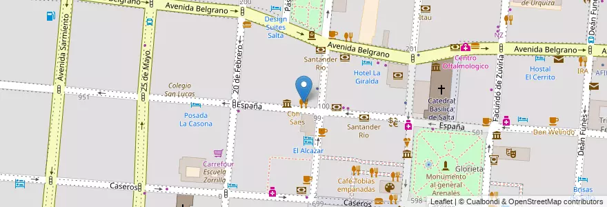 Mapa de ubicacion de Confiterìa San José en Argentina, Salta, Capital, Municipio De Salta, Salta.