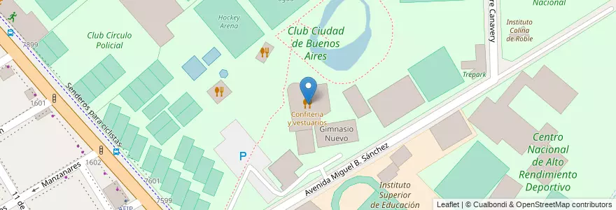 Mapa de ubicacion de Confiteria y vestuarios, Nuñez en آرژانتین, Ciudad Autónoma De Buenos Aires, Buenos Aires, Comuna 13.