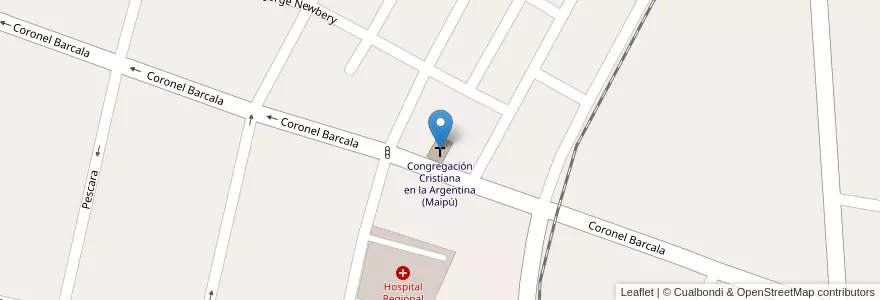 Mapa de ubicacion de Congregación Cristiana en la Argentina (Maipú) en الأرجنتين, تشيلي, Mendoza, Departamento Maipú, Distrito Ciudad De Maipú, Maipú.