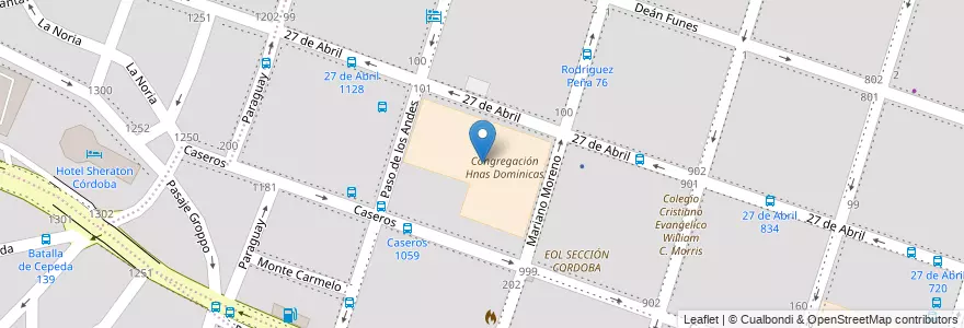 Mapa de ubicacion de Congregación Hnas Dominicas en الأرجنتين, Córdoba, Departamento Capital, Pedanía Capital, Córdoba, Municipio De Córdoba.