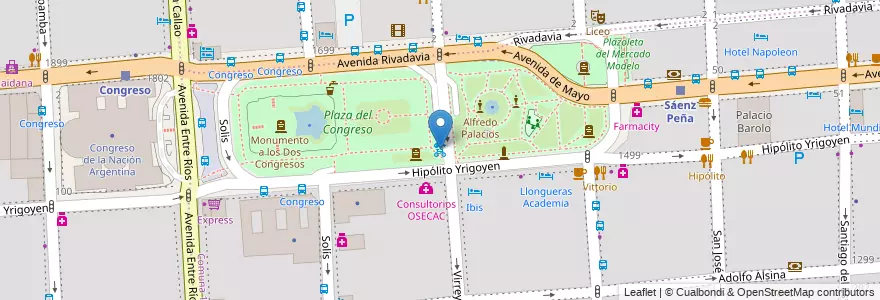 Mapa de ubicacion de Congreso, Montserrat en アルゼンチン, Ciudad Autónoma De Buenos Aires, Comuna 1, ブエノスアイレス.