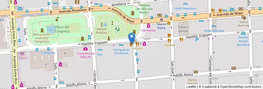 Mapa de ubicacion de Congreso Plaza, Montserrat en Arjantin, Ciudad Autónoma De Buenos Aires, Comuna 1, Buenos Aires.