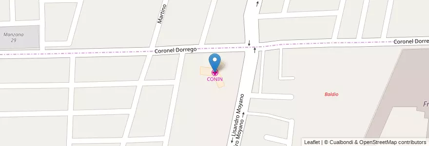 Mapa de ubicacion de CONIN en Arjantin, Şili, Mendoza, Departamento Las Heras, Distrito El Plumerillo.