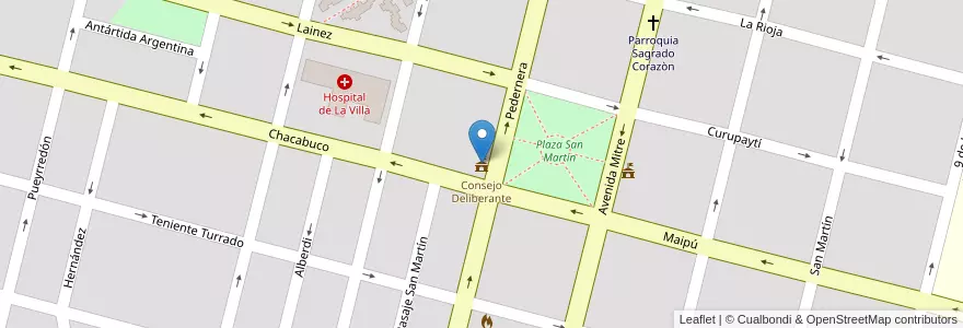Mapa de ubicacion de Consejo Deliberante en 阿根廷, San Luis, General Pedernera, Villa Mercedes, Municipio De Villa Mercedes.