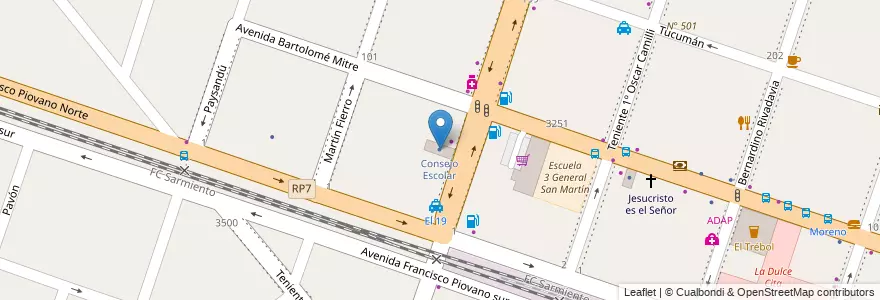 Mapa de ubicacion de Consejo Escolar en Arjantin, Buenos Aires, Partido De Moreno, Moreno.