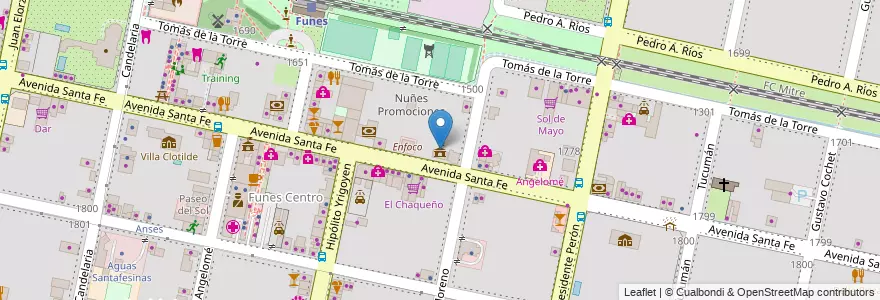 Mapa de ubicacion de Consejo Municipal de Funes en 아르헨티나, Santa Fe, Departamento Rosario, Municipio De Funes, Funes.