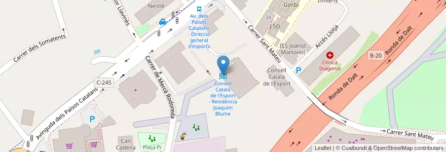 Mapa de ubicacion de Consell Català de l'Esport - Residència Joaquim Blume en İspanya, Catalunya, Barcelona, Baix Llobregat, Esplugues De Llobregat.