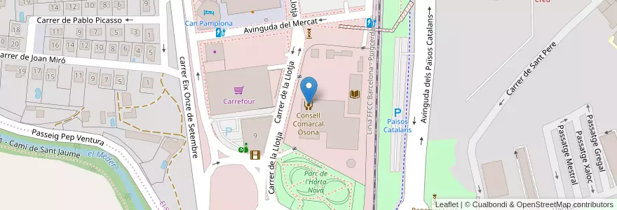 Mapa de ubicacion de Consell Comarcal Osona en 스페인, Catalunya, Barcelona, Osona, Vic.