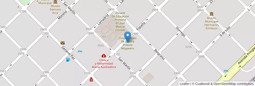 Mapa de ubicacion de Conservatorio De Música Ernesto Mogavero en الأرجنتين, بوينس آيرس, Partido De Olavarría, Olavarría.