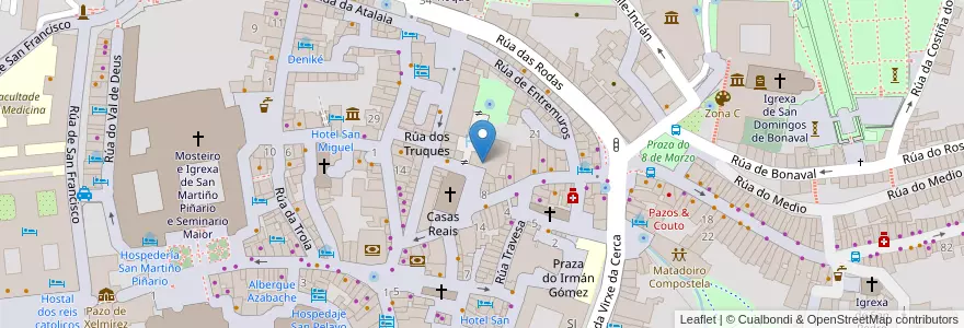 Mapa de ubicacion de Conservatorio Histórico de Santiago de Compostela en إسبانيا, غاليسيا, لا كورونيا, شنت ياقب, شنت ياقب.