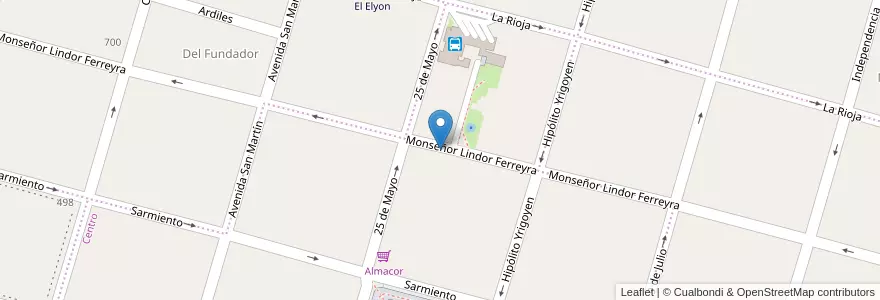 Mapa de ubicacion de Conservatorio en Argentinien, Provinz Córdoba, Departamento Río Segundo, Pedanía Villa Del Rosario, Municipio De Villa Del Rosario, Villa Del Rosario.