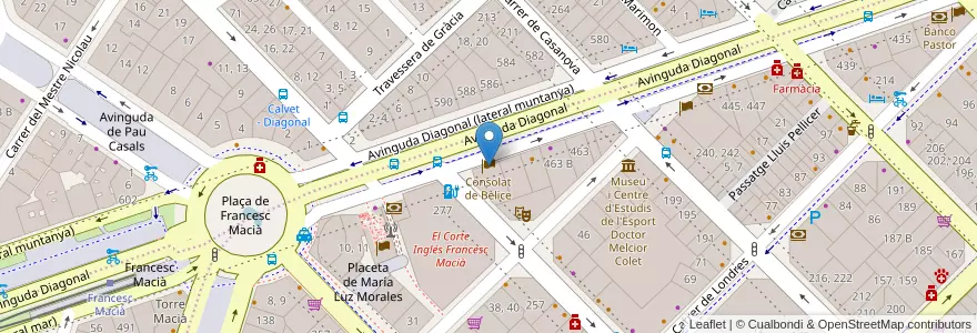 Mapa de ubicacion de Consolat de Belice en España, Catalunya, Barcelona, Barcelonès, Barcelona.