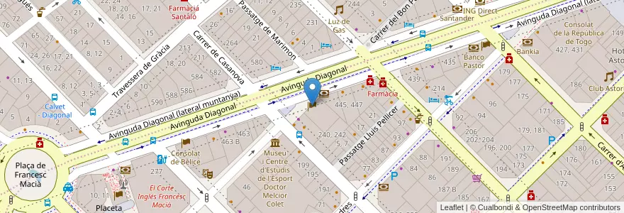 Mapa de ubicacion de Consolat General de l'Uruguai a Barcelona en スペイン, カタルーニャ州, Barcelona, バルサルネス, Barcelona.